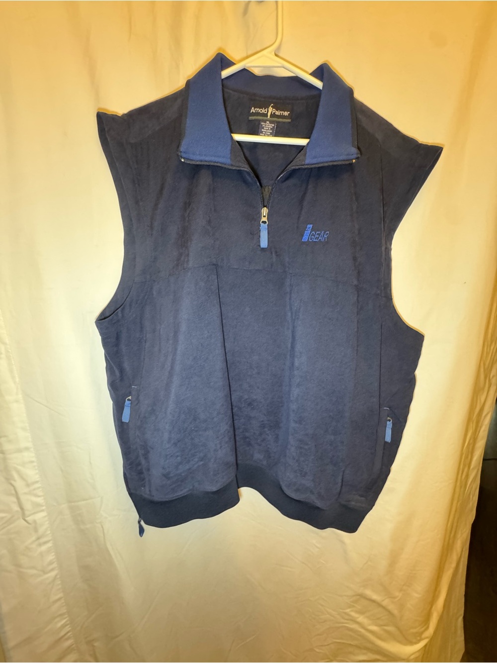 Arnold Palmer Men’s Navy Fleece Vest - Quarter Zip